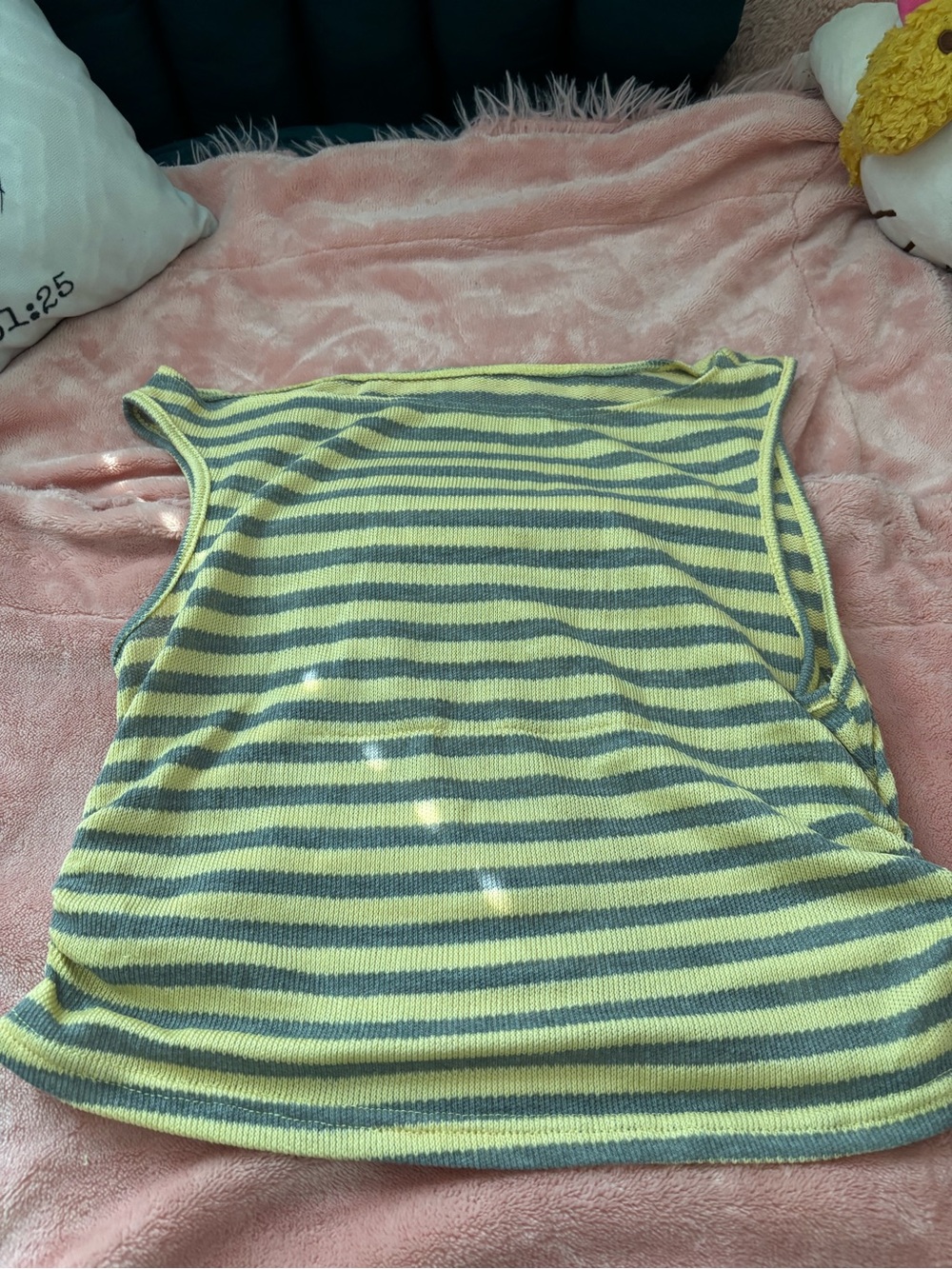 SHEIN Yellow & Gray Striped Knit Tank Top